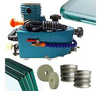 WANGYYDS Portable Small Glass Edger, Electric Glass Edging Machine Polish Edge Polisher for Plexiglass Acrylic Marble Ceramic w/ 8 Diamond Wheels & 2 Polishing Wheels Blue