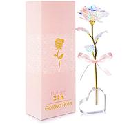WANGZAIZAI 24K Gold-Plated Rose, Artificial Infinity Rose with Heart Stand, 1 pcs, for Special Occasions