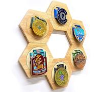 WANGZHENG Photo Frames Picture Frame Honeycomb Combination Medal Stand Wooden Hexagonal Medal Display Free Punch, Wood Color||6Pack (137.6 * 120 * 15mm)