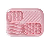 Wanhaoshangmao Silicone Slow Feeder Mat for Pets, Pink, Multiple Texture Zones, Food-Grade Material, 21x16x1.7cm