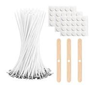 Wanheart 100 Pcs Candle Wicks for Making Candles,10cm Cotton Pre Waxed Candle Wicks with 3 Candle Wick Holders & 60 Glue Stickers,Long Lasting No Black Smoke,for DIY Making Candle Crafts