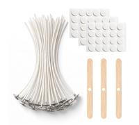 Wanheart 30 Pcs Candle Wicks for Making Candles,20cm Pre Waxed Candle Wick | with 3pcs Wick Holders & 60pcs Glue Dots Stickers,Long Lasting No Black Smoke for Making Candles DIY