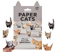 Wanheart 50pcs DIY 3D Paper Cats Origami Kit, Creative Animal Craft Activity Set, Fold Your Own Cute Origami Cats, Handmade Desk Decoration Gift for Adults Kids Animal Lovers