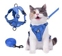 Wanheart Summer cat Chest Harness and Leash, Anti-Escape Adjustable Soft mesh cat Leash and Chest Harness Set for All Types of Cats cat Vests (Royal Blue, M:6.6-9.9lb)