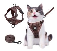 Wanheart Summer cat Chest Harness and Leash, Anti-Escape Adjustable Soft mesh cat Leash and Chest Harness Set for All Types of Cats cat Vests (Brown, M:6.6-9.9lb)