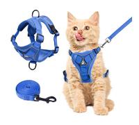 Wanheart Summer cat Chest Harness and Leash, Anti-Escape Adjustable Soft mesh cat Leash and Chest Harness Set for All Types of Cats cat Vests (Royal Blue, S:3.3-6.6lb)