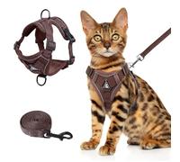Wanheart Summer cat Chest Harness and Leash, Anti-Escape Adjustable Soft mesh cat Leash and Chest Harness Set for All Types of Cats cat Vests (Brown, L:11.02-16.5lb)
