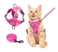 Wanheart Summer cat Chest Harness and Leash, Anti-Escape Adjustable Soft mesh cat Leash and Chest Harness Set for All Types of Cats cat Vests (Rose red, S)