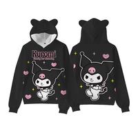 WANHONGYUE Anime 3D Graphic Print Hoodie Sweatshirt Womens Cartoon Long Sleeve Pullover Girls Kawaii Cat Ears Hooded Sweater, Color/1, 3XS