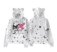 WANHONGYUE Anime 3D Graphic Print Hoodie Sweatshirt Womens Cartoon Long Sleeve Pullover Girls Kawaii Cat Ears Hooded Sweater, Color/3, 5XS
