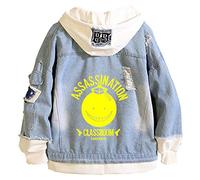 WANHONGYUE Anime Assassination Classroom Denim Jacket Hoodie Sweatshirt Unisex Button Down Jeans Coat Blue-M