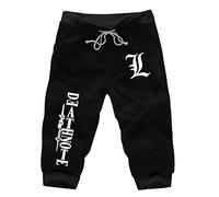 WANHONGYUE Anime Death Note Sports Jogger Shorts Mens Summer Beach Short Sweat Pants Elasticated Waist with Pockets Black/3 XL