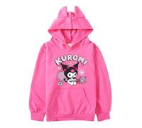 WANHONGYUE Anime Ears Hoodie Sweatshirts Petite Women's Long Sleeve Pullover Tops Girls Cute Cartoon Graphic Hooded Sweater, Rose, S