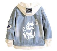 WANHONGYUE Anime JoJo’s Bizarre Adventure Hooded Denim Jacket Unisex Cosplay Button Trucker Jeans Coat Blue-3-XL