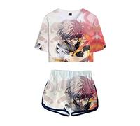 WANHONGYUE Anime My Hero Academia 3D Printed T-Shirt Crop Top and Shorts Summer Two Piece Outfit Set for Women Girls 1029/14 S