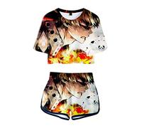 WANHONGYUE Anime My Hero Academia 3D Printed T-Shirt Crop Top and Shorts Summer Two Piece Outfit Set for Women Girls 1029/19 M