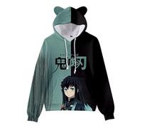 WANHONGYUE Anime Tokitou Muichirou 3D Print Hoodie Sweatshirt Women's Cartoon Long Sleeve Pullover Girls Cat Ears Hooded Sweater, Muichirou L