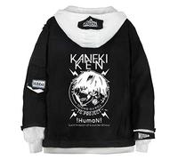 WANHONGYUE Anime Tokyo Ghoul Hoodie Denim Jacket Unisex Sweatshirt Button Down Jeans Coat Black/2-XL