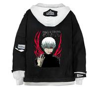 WANHONGYUE Anime Tokyo Ghoul Hoodie Denim Jacket Unisex Sweatshirt Button Down Jeans Coat Black/4-XL
