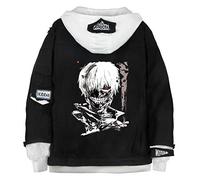 WANHONGYUE Anime Tokyo Ghoul Hoodie Denim Jacket Unisex Sweatshirt Button Down Jeans Coat Black/5-XL