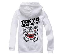WANHONGYUE Anime Tokyo Ghoul Hoodie Jacket Adult Zipper Hooded Sweater Coat Cardigan White-1 S