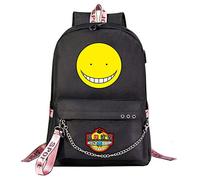 WANHONGYUE Assassination Classroom Rucksack Student Bookbag Schoolbag Girls Backpack 15.6-inch Laptop Bag for Anime Lovers Black / 1