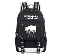 WANHONGYUE Detective Conan Anime Luminous Backpack Laptop Rucksack Schoolbag for Children with USB Charging Port Black / 16