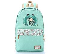 WANHONGYUE Hatsune Miku Anime Floral Dot Student Backpack Schoolbag Book Bag Casual Daypack Rucksack /3 Green