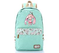 WANHONGYUE Hatsune Miku Anime Floral Dot Student Backpack Schoolbag Book Bag Casual Daypack Rucksack /7 Green