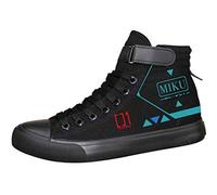 WANHONGYUE Hatsune Miku Anime Unisex High-Top Canvas Shoes Lace-up Pump Trainers Fashion Sneakers Flats Plimsolls 3.5 UK Black 1