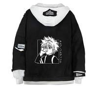 WANHONGYUE Hunter×Hunter Anime Hoodie Denim Jacket Long Sleeve Jean Coat Sweatshirt Cosplay Costume Cowboy Hooded Tops Black/4 2XL
