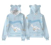 WANHONGYUE Kawaii Cartoon Graphic Hoodie Sweatshirt Women's Long Sleeve Pullover Tops Girls Cute Cat Ears Hooded Sweater, Color/11, 4XL