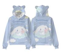 WANHONGYUE Kawaii Cartoon Graphic Hoodie Sweatshirt Women's Long Sleeve Pullover Tops Girls Cute Cat Ears Hooded Sweater, Color/12, L