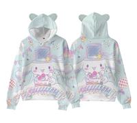 WANHONGYUE Kawaii Cartoon Graphic Hoodie Sweatshirt Women's Long Sleeve Pullover Tops Girls Cute Cat Ears Hooded Sweater, Color/13, M