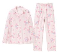 WANHONGYUE Kawaii My Melody Pajamas for Women Girls Long Sleeve Shirt with Pj Pants Sleepwear Home Wear 2 Piece Pajama Sets Pink-1 XL