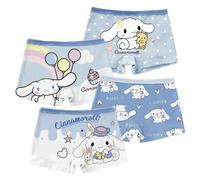 WANHONGYUE Kuromi My Melody 4 Pack Cotton Underwears Cute Cartoon Pattern Boxer Shorts Girls Knickers Boyshorts Panties, Blue, L