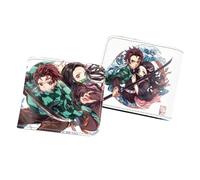 WANHONGYUE Men's Bifold Wallet Demon Slayer Anime Picture Printed Wallets for Women with 6 Slots 1 ID Windows Black/1
