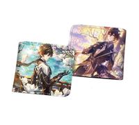 WANHONGYUE Men's Bifold Wallet Genshin Impact Game Picture Printed Wallets for Women with 6 Slots 1 ID Windows Black/9