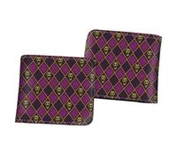WANHONGYUE Men's Bifold Wallet JoJo's Bizarre Adventure Anime Picture Printed Wallets for Women with 6 Slots 1 ID Windows Black/5
