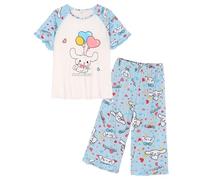 WANHONGYUE My Me-lody Cinna-moroll Pajamas Set 2 Piece Petite Women Girls Sleepwear Summer Nightwear Cotton T-Shirt Pants Sets, Blue, Size S