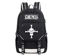WANHONGYUE One Piece Anime Luminous Backpack Laptop Rucksack Schoolbag for Children with USB Charging Port Black / 1