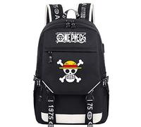 WANHONGYUE One Piece Anime Rucksack Laptop Backpack Schoolbag for Children with USB Charging Port Black / 1