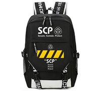 WANHONGYUE SCP Anime Laptop Backpack Rucksack Schoolbag for Children with USB Charging Port Black / 15