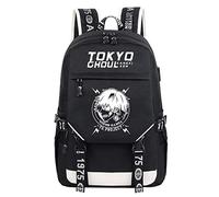 WANHONGYUE Tokyo Ghoul Anime Luminous Backpack Laptop Rucksack Schoolbag for Children with USB Charging Port Black / 13