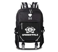 WANHONGYUE Undertale Game Backpack Laptop Rucksack Schoolbag for Children with USB Charging Port Black / 4
