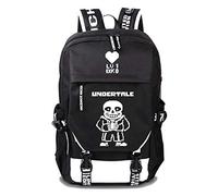 WANHONGYUE Undertale Game Backpack Laptop Rucksack Schoolbag for Children with USB Charging Port Black / 2