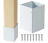 Wanhork 304 Stainless Steel Adjustable Post Protector (Range 3-6in), Protect mailboxes, Deck and Fences from rain and Damage to Maintenance Equipment (1, White)