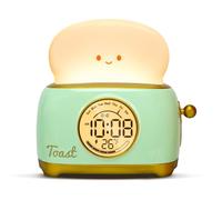 WANIDEA Cute Toaster Lamp with Digital Alarm Clock, 1200mAh Rechargeable Night Light Dimming LED Nightlight Best Gift for Festivals/Graduation/Christmas/Children's Day/Birthday, BD-AC-15