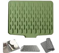 Wanishauber Silicone Kitchen Drain Mat, Non Slip Dish Drying Mat, Draining Board Mats, Silicone Draining Mat, Dry & Mess-Free, Ideal for Kitchen Sinks & Countertops (1*Green, L)
