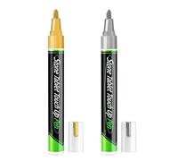 Wanixue 2 Gold/Silver Tombstone Marker Pen, Waterproof Stone Paint Pen For Gravestone Letter Restoration, Oil Based Touchup For Ceramic Wood Metal Granite Stone Inscription Cemetery Repair